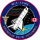 Osobiste logo D. Williamsa w locie STS-90